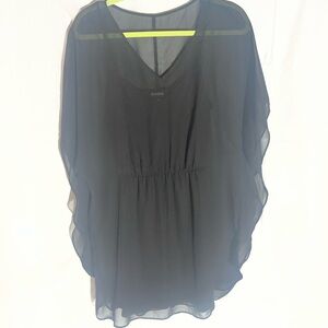 Express Black Sheer V-Neck Mini Dress